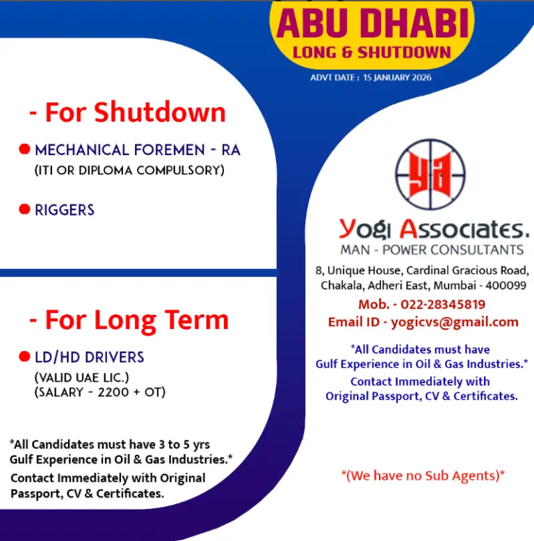 Urgent Hiring | Long-Term & Shutdown Roles | Abu Dhabi