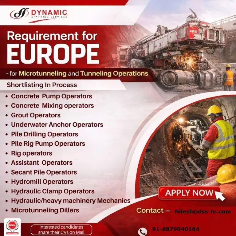 URGENT HIRING: MICROTUNNELING & TUNNELING OPERATORS – EUROPE