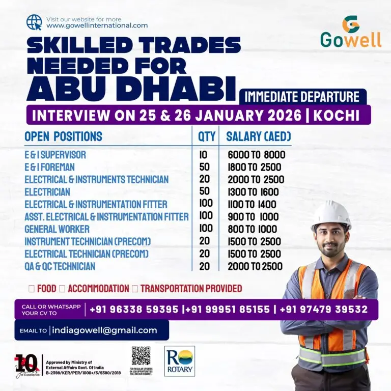 URGENT HIRING: SKILLED TRADES PROFESSIONALS | ABU DHABI