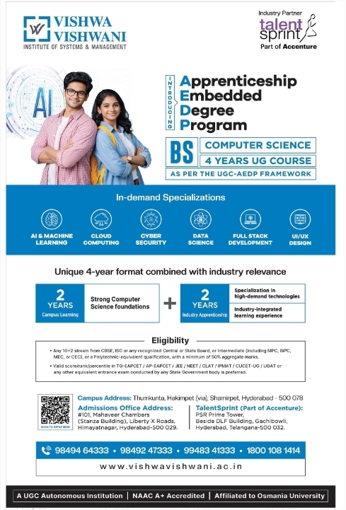 Vishwa Vishwani & TalentSprint (Accenture): 4-Year BS CS Program