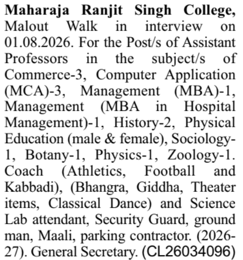 Walk-In Interview for Multiple Academic and Support Roles