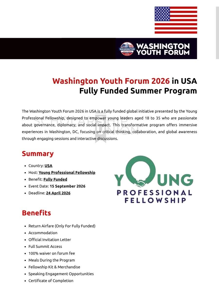 Washington Youth Forum 2026 in USA