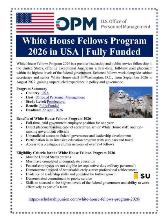 White House Fellows Program 2026 in USA