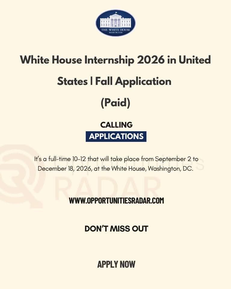 White House Internship 2026 In United States