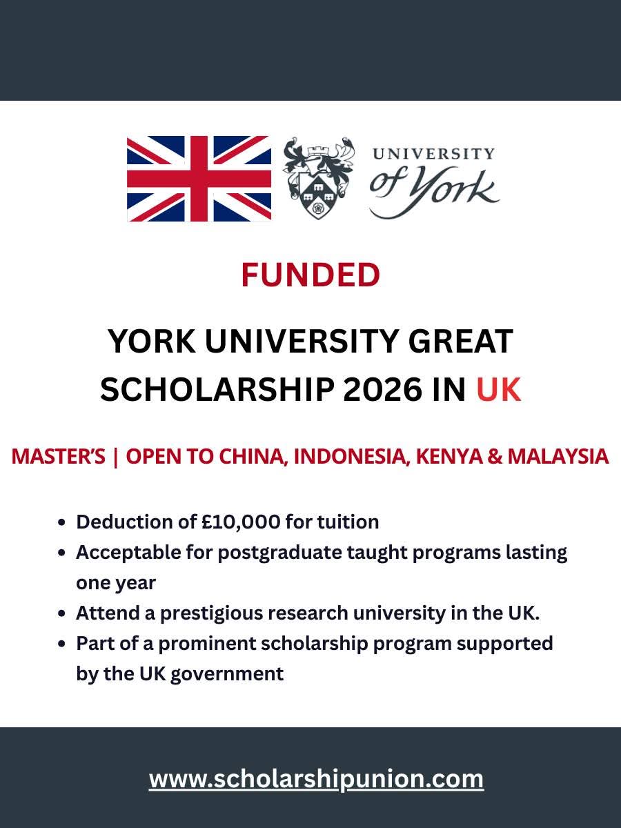 York University GREAT Scholarship 2026 in UK