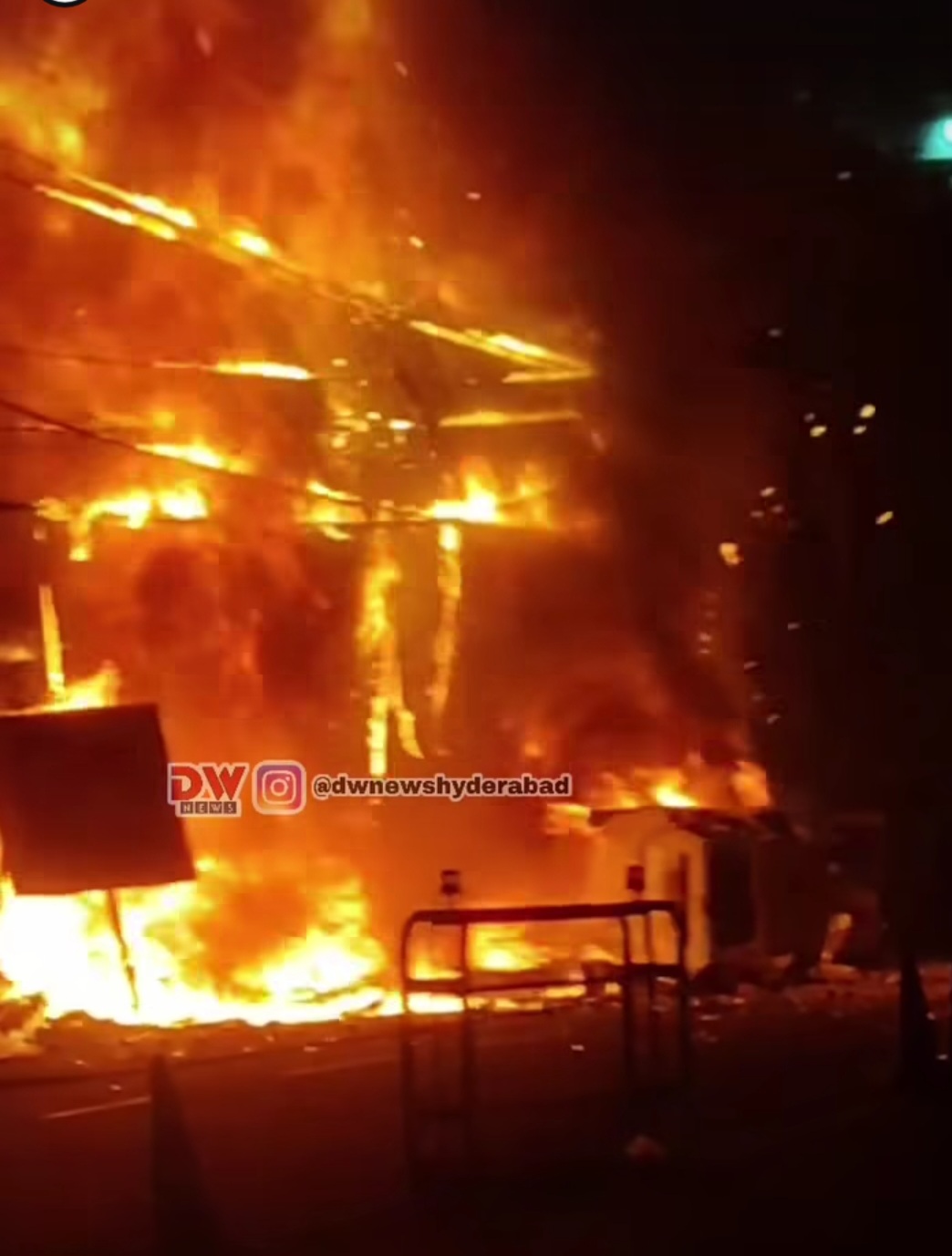 Fire breaks in building