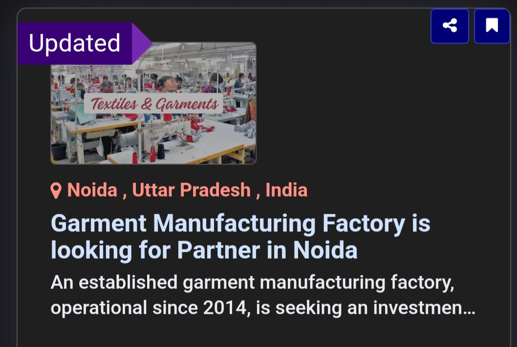 garments factory seeking partner