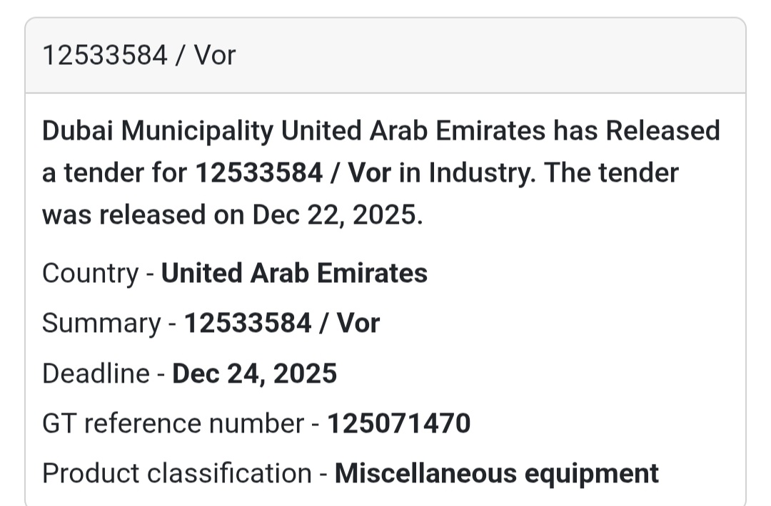 12533584 / VOR | Dubai Municipality