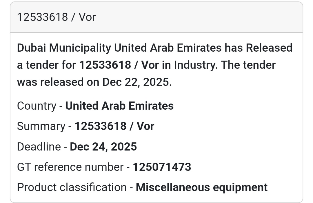 12533618 / VOR | Dubai Municipality