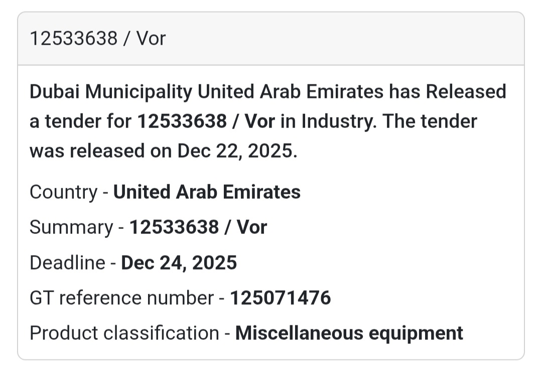 12533638 / VOR | Dubai Municipality