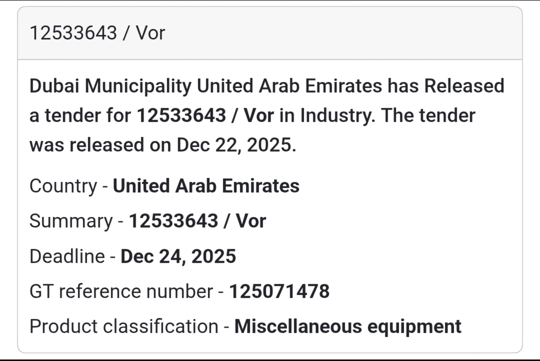 12533643 / VOR | Dubai Municipality