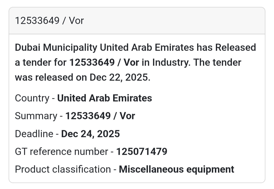 12533649 / VOR | Dubai Municipality