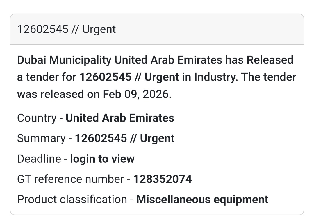 ⚠️ 12602545 – Urgent tender