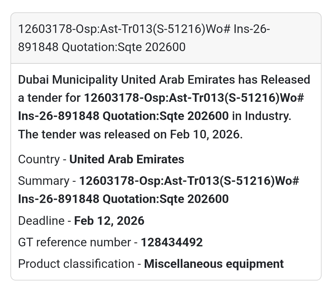 🔧 12603178 – Osp: Ast-Tr013 (Quotation Sqte 202600)