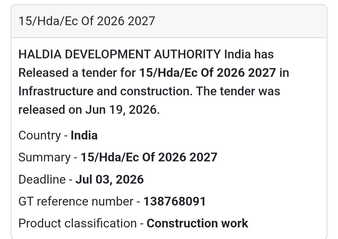 🏗️ 15/Hda/Ec Of 2026-2027 | Haldia, Purba Medinipur