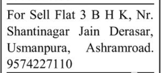 🏢 3 BHK Flat for Sale – Usmanpura, Ashram Road