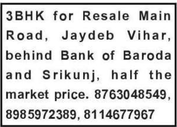 🏢 3BHK Flat for Resale | Jaydev Vihar, Bhubaneswar