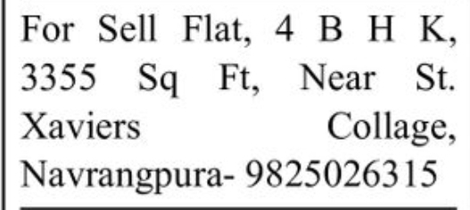 🏙️ 4 BHK Flat | 3355 Sq. Ft. | Near St. Xavier's College – Navrangpura