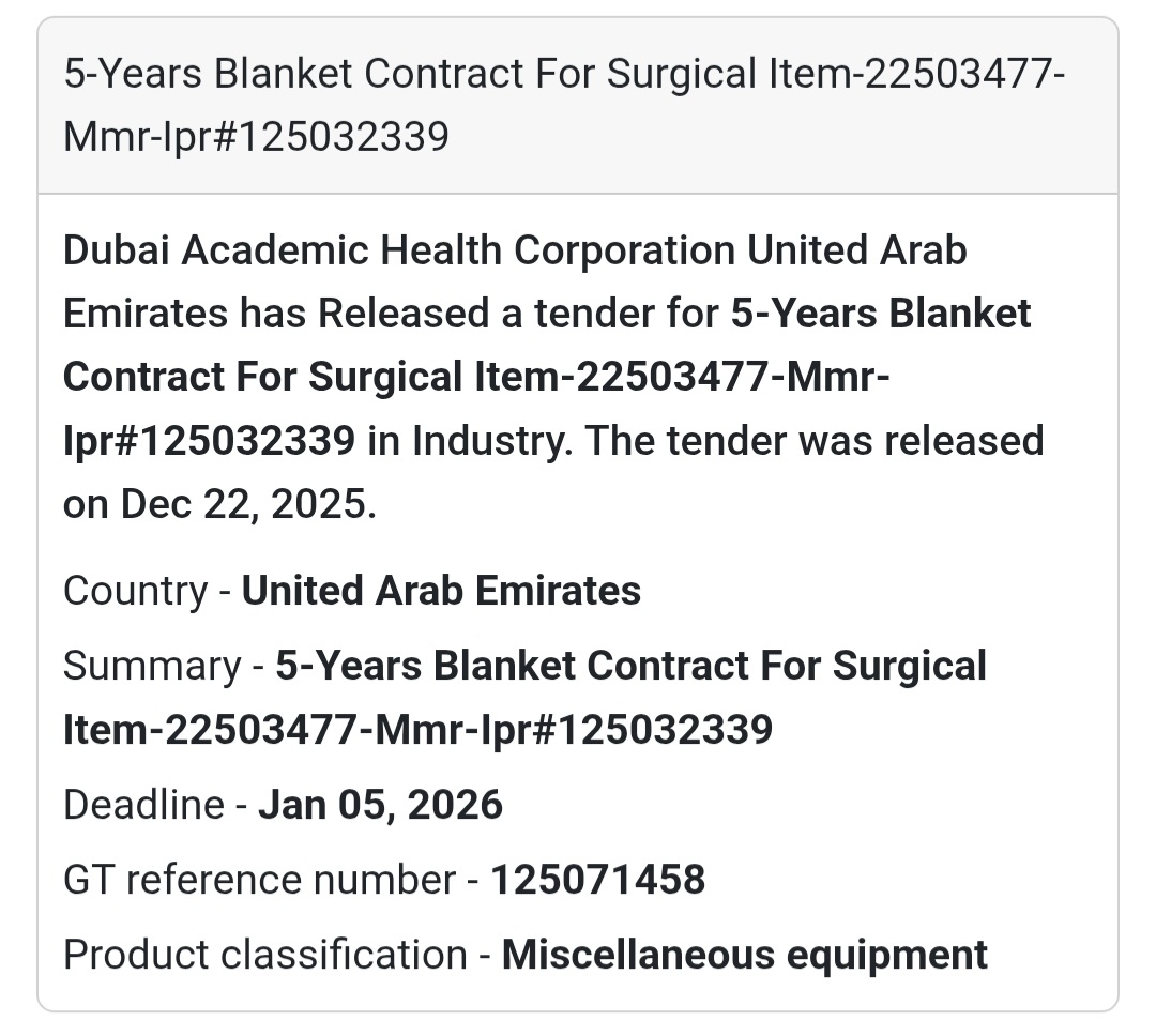 5-Year Blanket Contract – Surgical Items