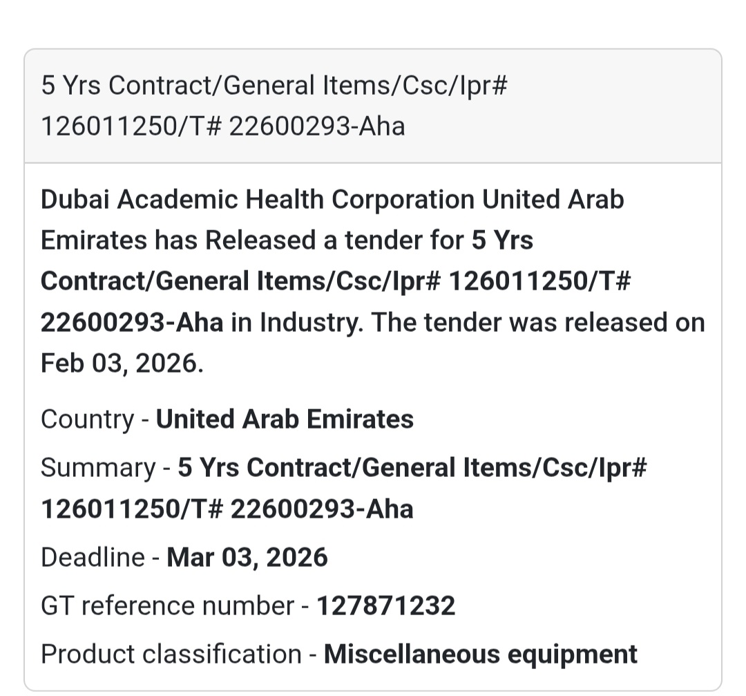 🏥 5-Year Contract – General Items (CSC / AHA)