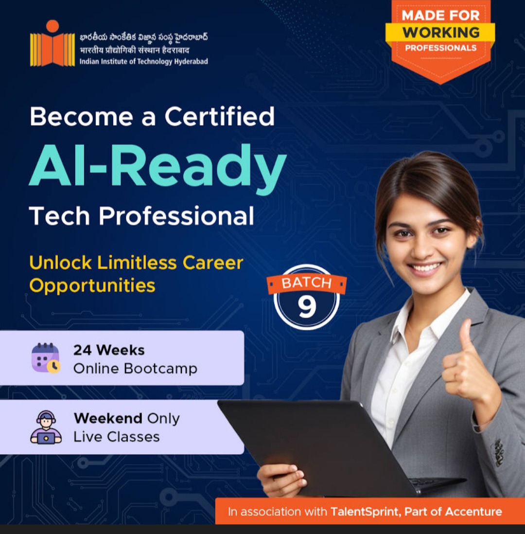 Accelerate your tech career with the AI-Ready Professional Certification by IIT Hyderabad.