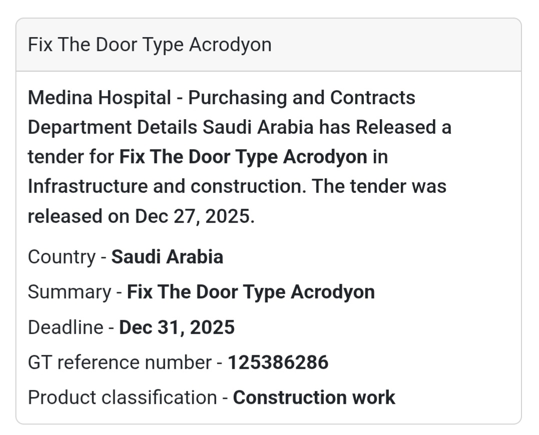 🚪 Accordion Door Fixing Tender | Saudi Arabia 🇸🇦