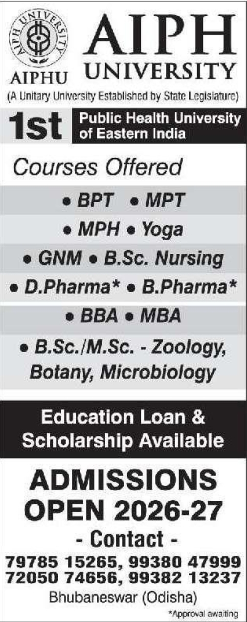 🎓 Admissions Open 2026–27 – AIPH University 📍Bhubaneswar, Odisha
