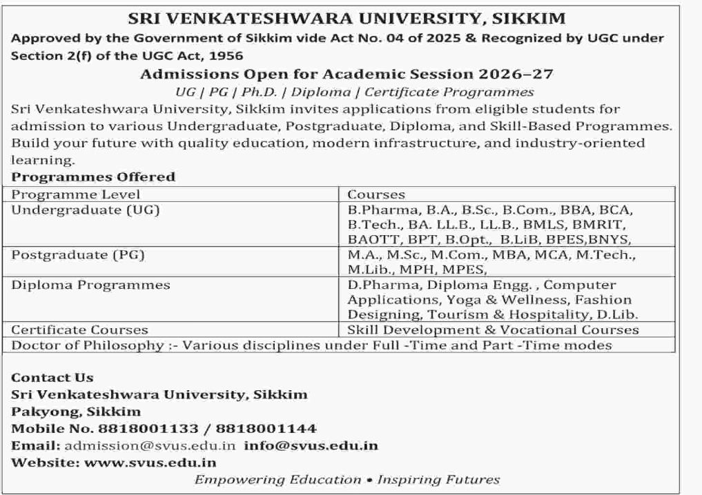 🎓 Admissions Open for Academic Session 2026–27 📚