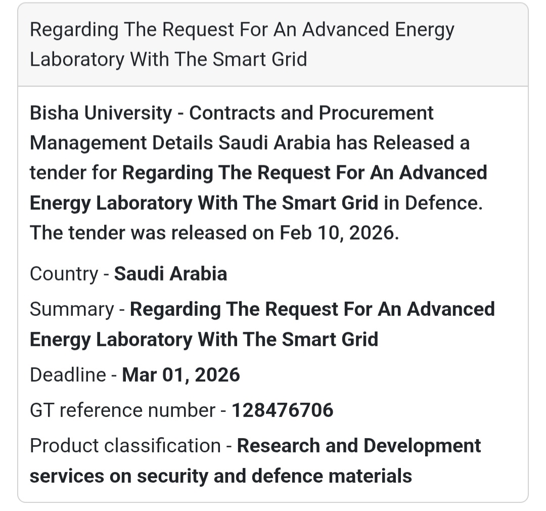⚡ Advanced Energy Laboratory with Smart Grid – Bisha University