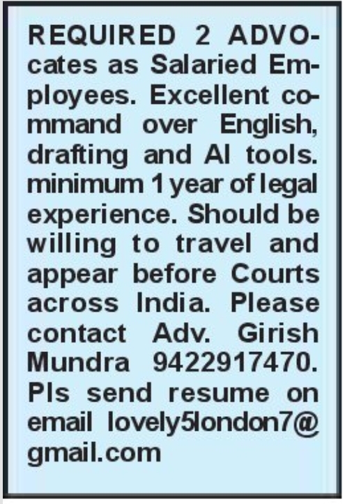 ⚖️ Advocates Required
