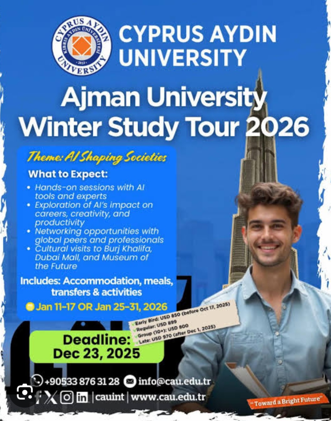 🎓✨ Ajman University Winter Study Tour 2026 – Theme: AI Shaping Societies!