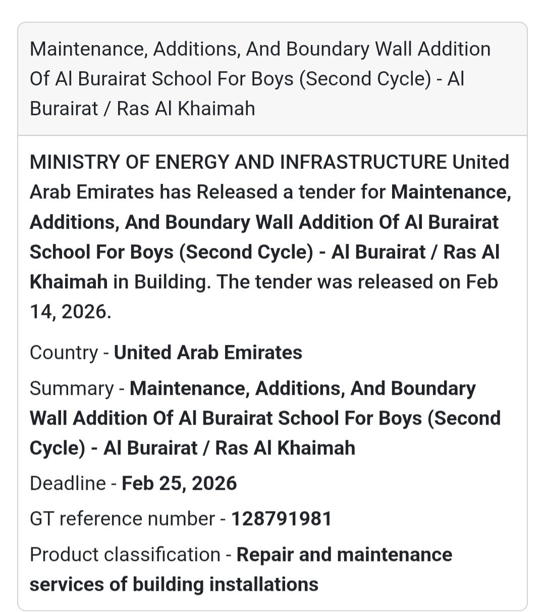 🏫 Al Burairat School Maintenance – Ras Al Khaimah – UAE