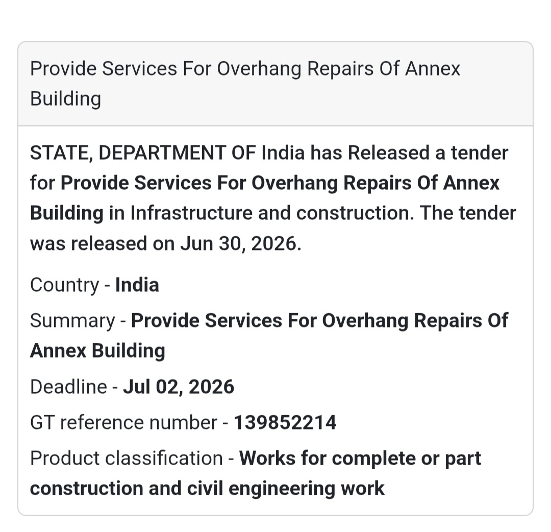 🏢 Annex Building Overhang Repair Services Tender – Malaysia