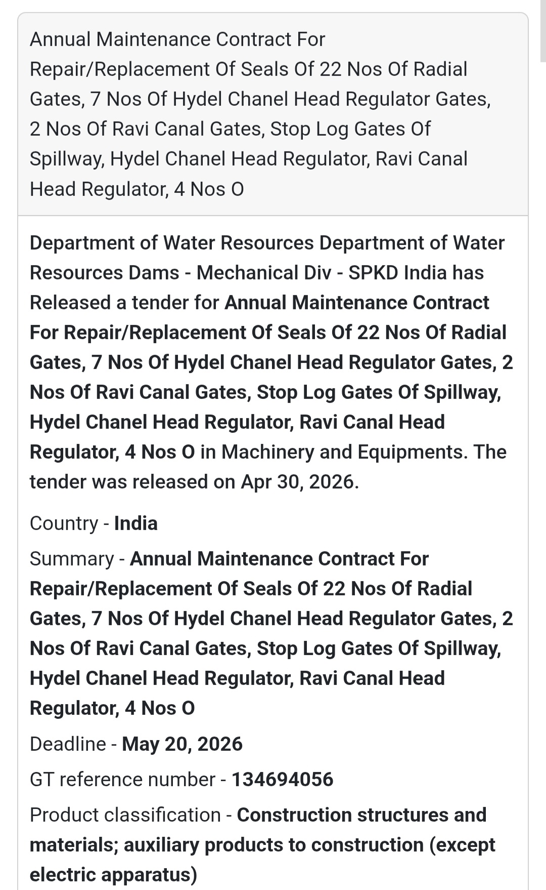 🏗️ Annual Maintenance Contract (Water Resources)