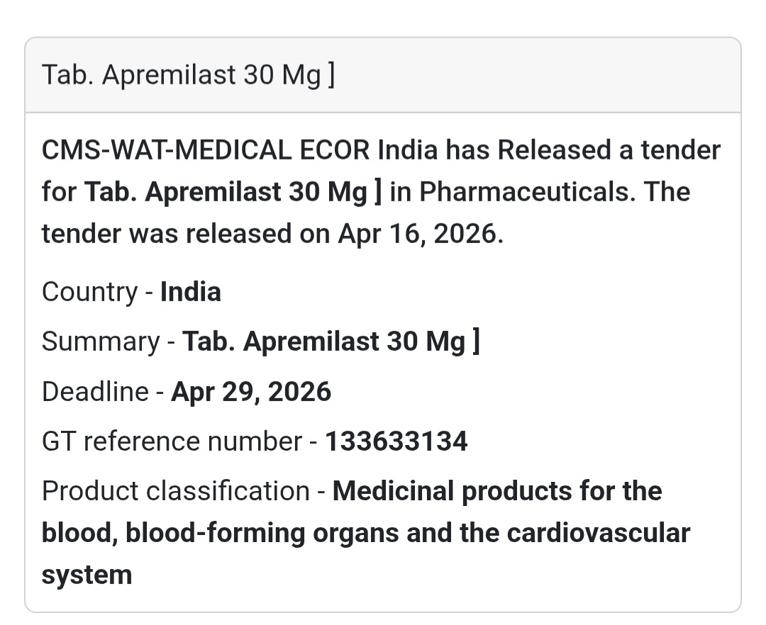 💊 Apremilast 30 mg Tablets Tender