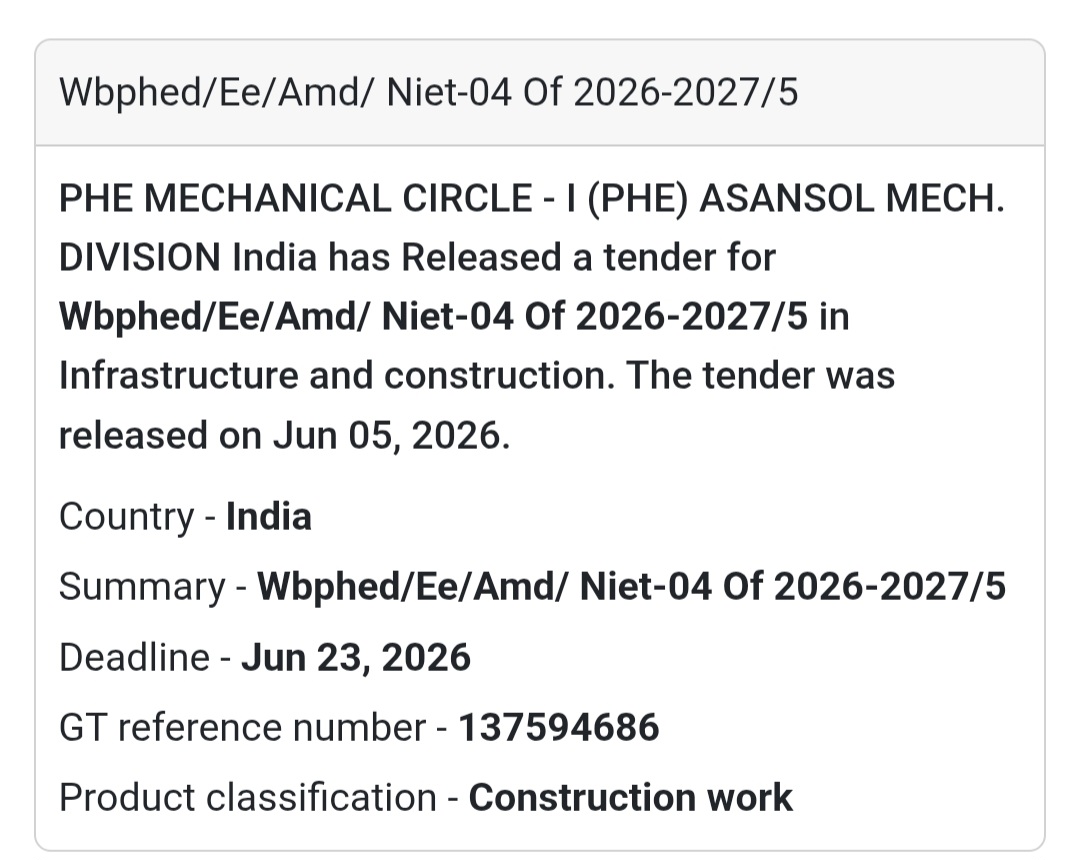 🚀 Asansol, West Bengal | Construction Tender Live