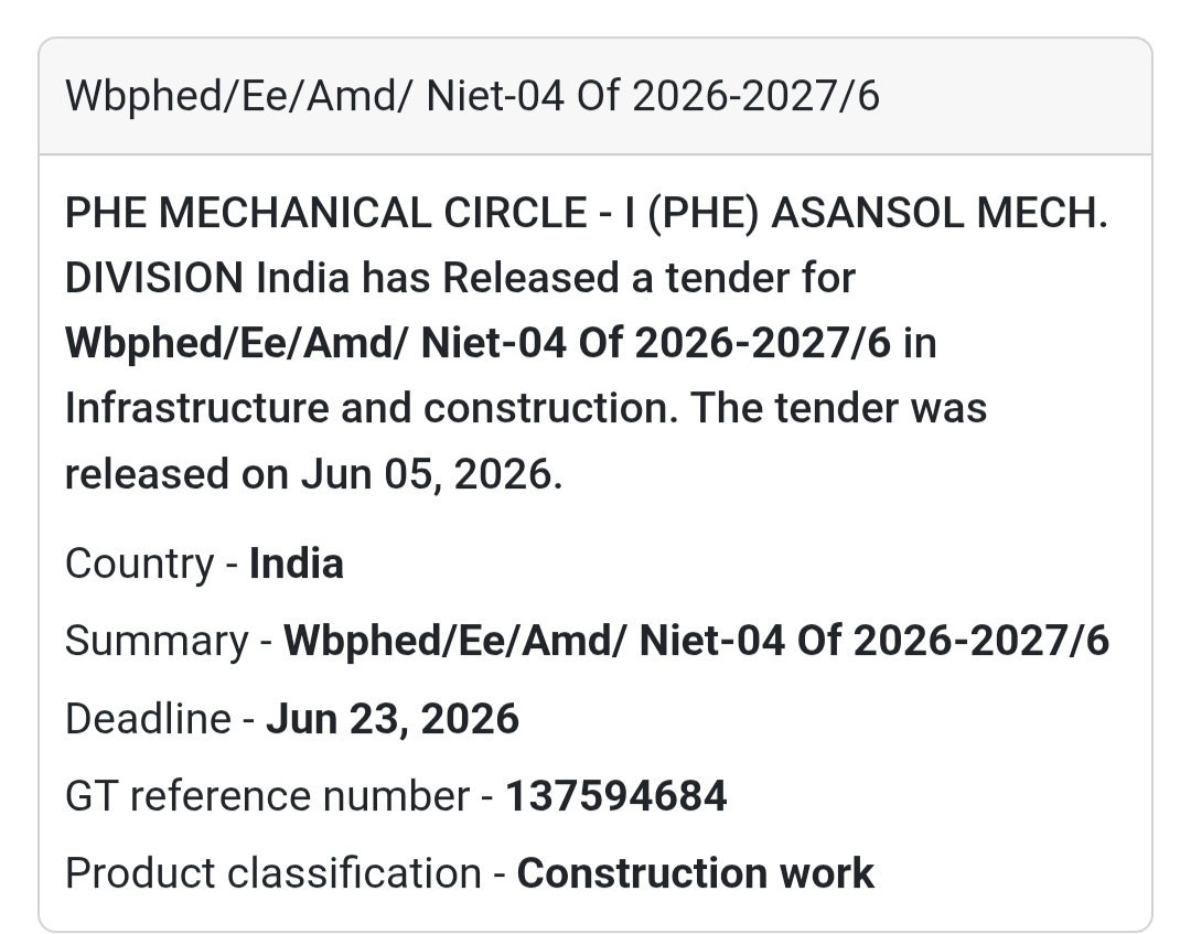 🚧 Asansol, West Bengal | Infrastructure Tender Announcement