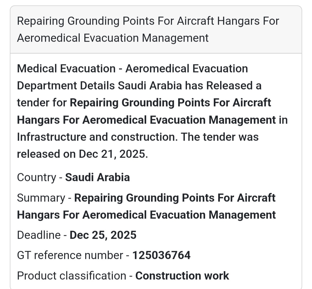 ✈️ Aviation Infrastructure Tender – Saudi Arabia