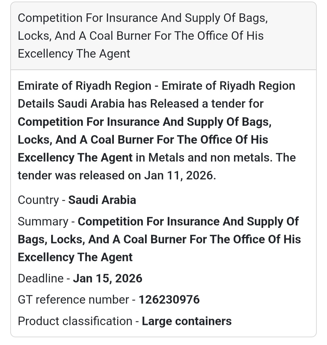 🧰 BAGS, LOCKS & COAL BURNER SUPPLY