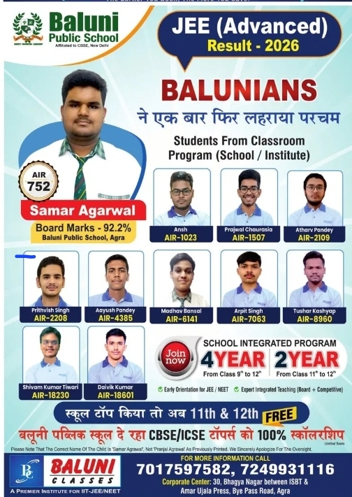 🏆 Baluni Public School – JEE Advanced 2026 Achievements