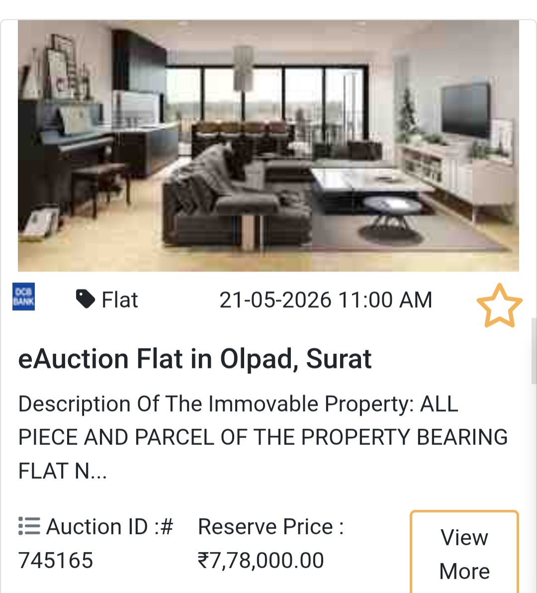 🏦 Bank Auction PropertyModel: Flat