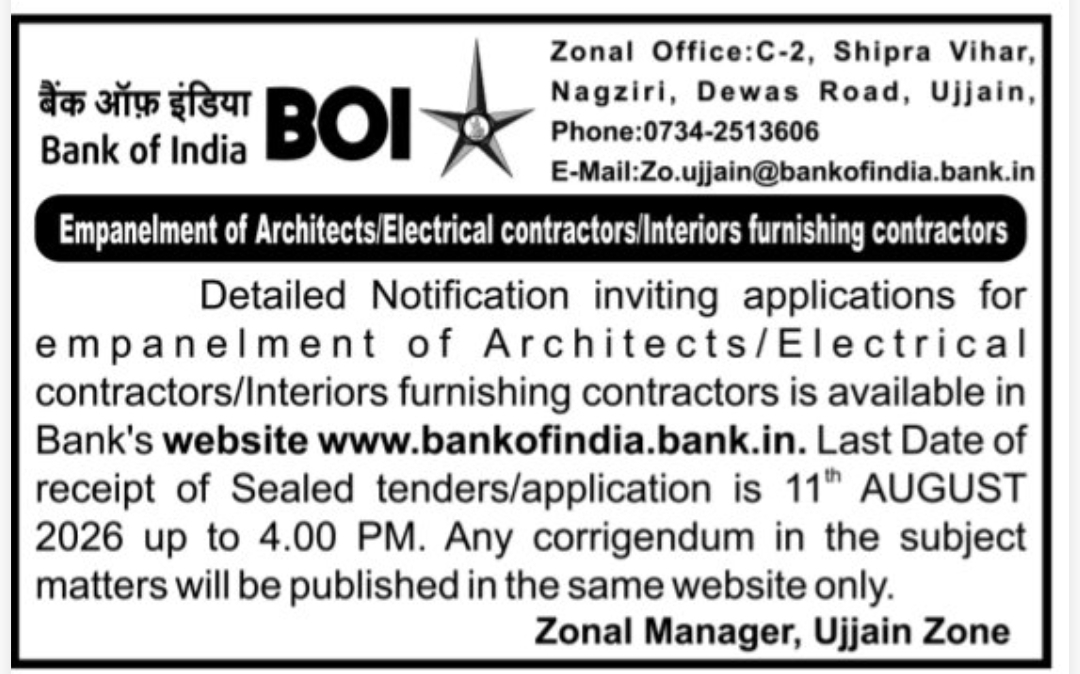📢 Bank of India Invites Applications for Empanelment