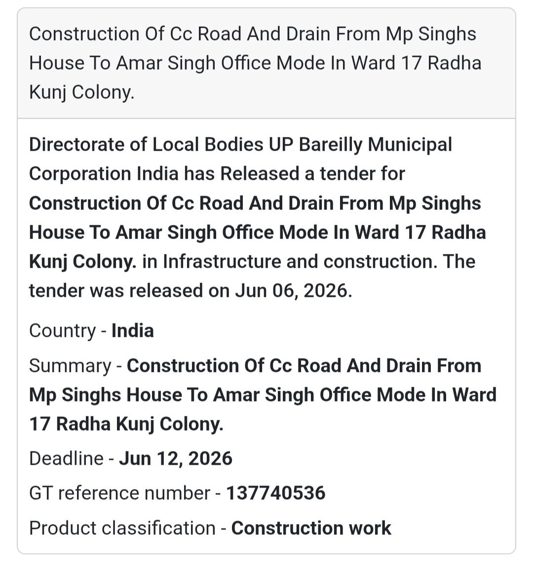 🛣️ Bareilly, Uttar Pradesh | CC Road & Drain Construction in Radha Kunj Colony