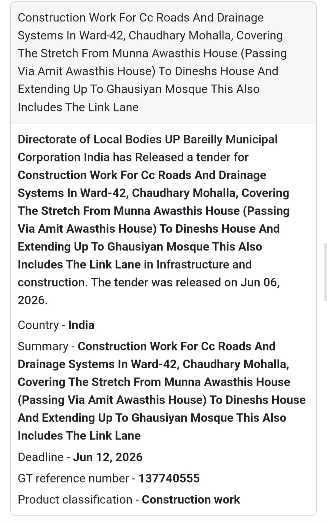 🚧 Bareilly, Uttar Pradesh | CC Road & Drainage Infrastructure Work