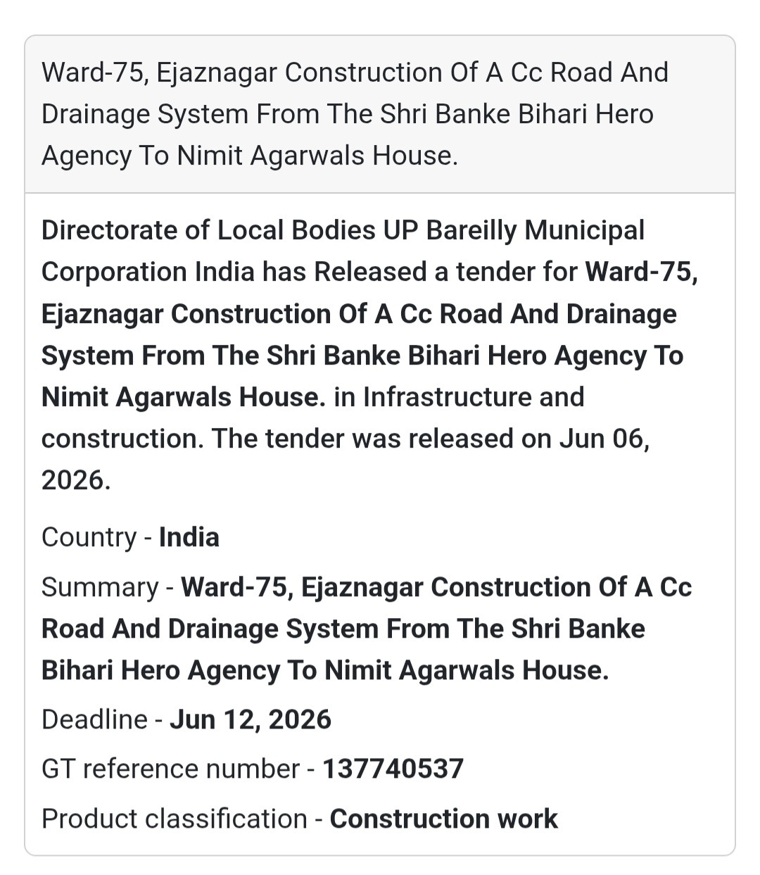 🚧 Bareilly, Uttar Pradesh | CC Road & Drainage System Construction
