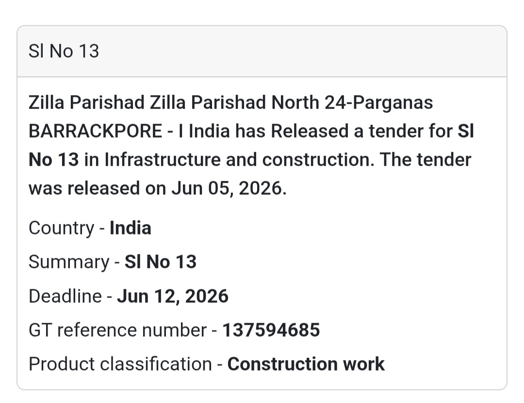 🏆 Barrackpore, West Bengal | Construction Tender Notice