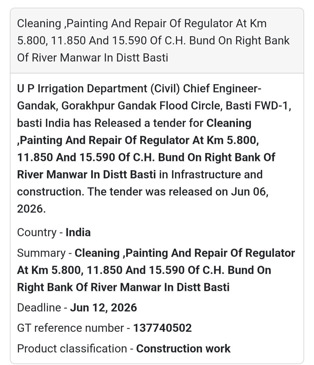 🌊 Basti, Uttar Pradesh | Cleaning, Painting & Repair of Regulators on C.H. Bund