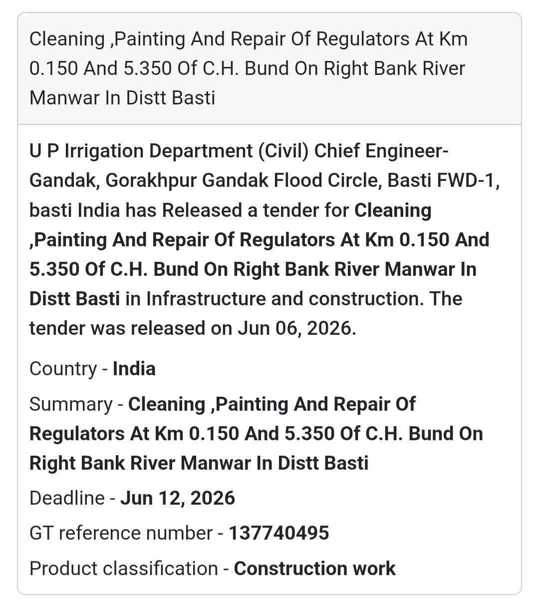 🌊 Basti, Uttar Pradesh | Cleaning, Painting & Repair of Regulators on C.H. Bund