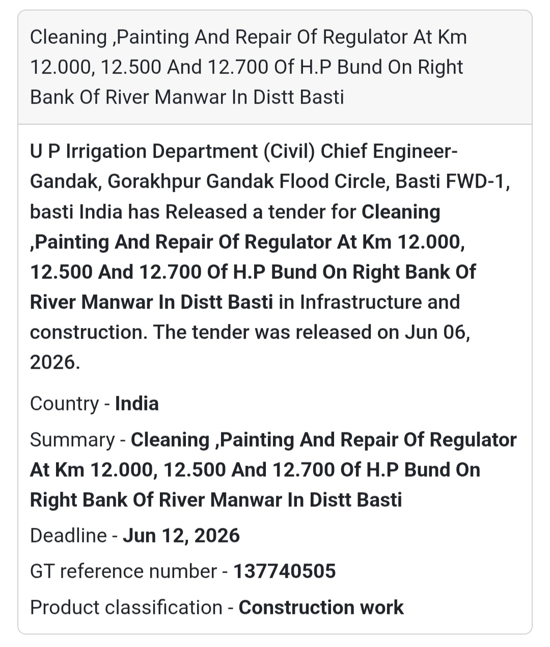🌊 Basti, Uttar Pradesh | Cleaning, Painting & Repair of Regulators on H.P. Bund