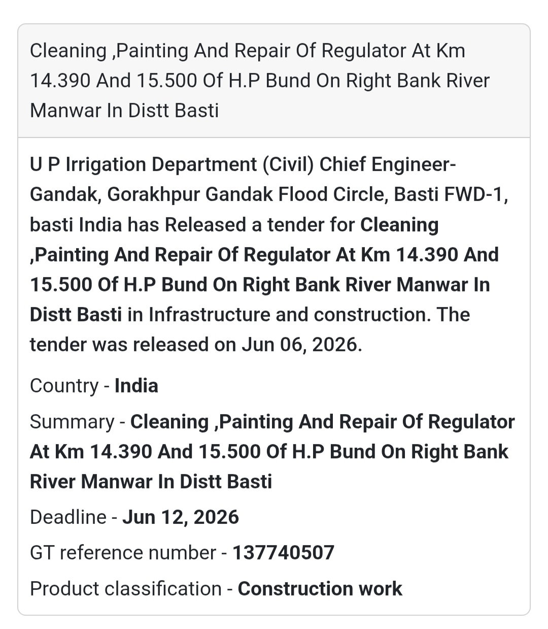 🌊 Basti, Uttar Pradesh | Repair of Regulators on H.P. Bund
